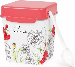 Емкость д/сыпучих продуктов  СОЛЬ  Маки (М 4829)  1.2 л, с крышкой,  г.Октябрьский