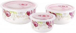 Набор салатников фарфор 3 пр  (140264) (10/13.5/16 см, с клапаном) РОУЗ,  КОРАЛЛ