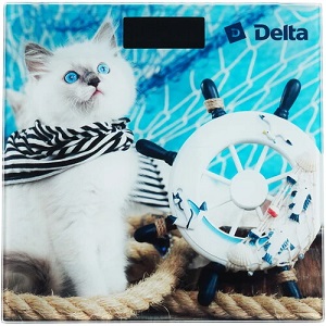 Весы напольные DELTA  D-9301  (180 кг, ЖКД, стекло) КОТ МОРЯК