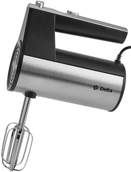 Миксер DELTA LUX  DL-5076  (400 Вт, 5 скор+ТУРБО, 4 нас) нержав.сталь с черным