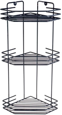 Полка д/ванной (3 яруса)  угловая  IRSA  (АЛТ 73 Ч)  (20,5х20,5х52 см) ЧЕРНАЯ