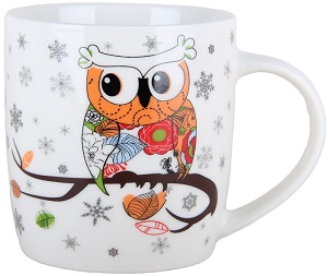 Кружка  360 мл  (297317)  (фарфор)  СОВУШКА,  КОРАЛЛ
