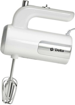 Миксер DELTA LUX  DL-5077  (400 Вт, 5 скор, 4 нас) нержав.сталь с белым