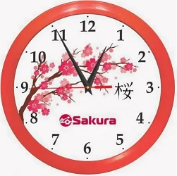 Часы  SAKURA   Б 1 КРАСНЫЕ  (24.5 см, h-3.5 см),  (10)
