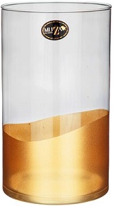 Ваза д/цветов стекло  (380-911)  MUZA "MODERN CYLINDER" SMOKY/GOLD" (25 см)