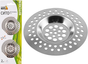 Ситечко д/раковины, метал 2 шт  (310861)  (SS-2) (d-7.2 см),  "Рыжий кот"