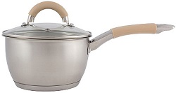 Ковш нерж.  1.65 л  MALLONY  FORTUNA  (007216) (d-16 см, Ст.кр, литраж, силикон.ручка) (индукция)