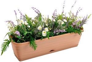 Ящик балконный  БРИЗ  Бежевый темный  12 л  (10192104)  с поддоном,  РАДИАН