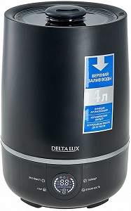Увлажнитель воздуха  DELTA LUX  DE-3705  ЧЕРНЫЙ (30 Вт, ультразвук, 4 л, до 30ч, керам.фильтр, 45м2)