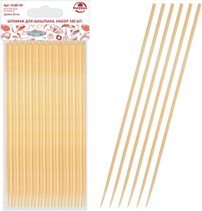 Шпажки д/шашлыка  бамбук  Набор 100 шт  (VL80-48)  (20x9x1.5 см) ,  "Мультидом"