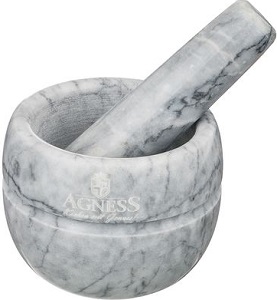 Ступка с пестиком  мрамор (925-107) (d-9 см, h-7 см) МРАМОР, к/к,  AGNESS