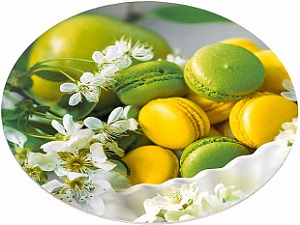 Блюдо стекло вращающаяся  ZERAKS  (ДВ5-020) "Лимонные макарунс" (d-32 см) п/уп