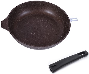 Сковорода АП KUKMARA  МРАМОР КОФЕЙНЫЙ  (СМК246а) (24 см, h-6см, съем.ручка, литой.алюм)