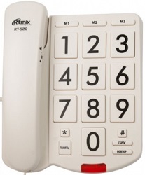 Телефон RITMIX RT-520 ivory (цвет Слон.кость, Большие кнопки и Крупн.цифры, память на 3 экстренных номера)