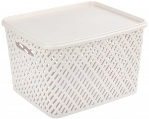 Корзина  Плетенка  Бежевый  (М 3552) (350х290х225) с крышкой,  г.Октябрьский Корзина  Плетенка  Бежевый  (М 3552) (350х290х225) с крышкой,  г.Октябрьский