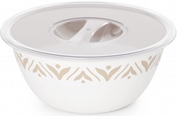 Чаша пласт. 1.7 л  (М8738) "Эстетика" (с крышкой) бело-бежевый,  г.Октябрьский