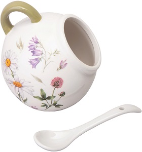 Солонка  керам. 170 мл  AGNESS  FLOWER STORY  (358-2183) (9.5х9.5 см, h-10 см, с ложкой)