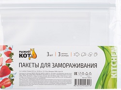 Пакеты д/замораживания  (105525) 1.8/1.5/0.9 л  (28*21/26*20/21.5*18 см)  3 шт,  "Рыжий кот"