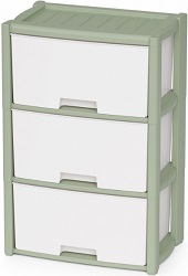 Комод пласт.  КОЛОРИТ  Зеленый  3-х ярусный (М 9040) (475х300х710 мм)  г.Октябрьский