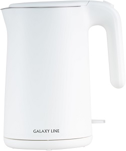 Чайник GALAXY  GL - 0327  БЕЛЫЙ  (1.8 кВт, 1.5л, ЗНЭ, двойная стенка) нерж.корпус