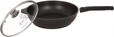 Сковорода АП KUKMARA  МРАМОР ТЕМНЫЙ  (СМТ26604а) (26 см, h-6 см, СТ.кр, съем.ручка, литой.алюм)