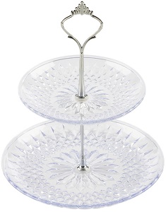 Ваза сервировочная пласт. MALLONY  2-х ярус  (кр) (103799)  (20/25 см)