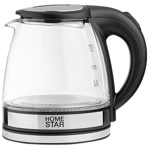 Чайник   HOMESTAR  HS-1052  (106462)  (1.5 кВт, 1.2 л, ЗНЭ) стекло, подсветка