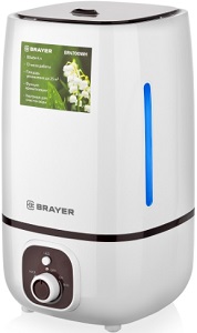 Увлажнитель воздуха  BRAYER  (BR 4700 WH)  (25 Вт, 4.0 л, до 25 м2, макс.распыление 300мл/час)