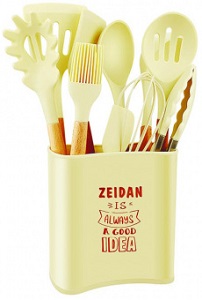 Набор кухонных аксессуаров  ZEIDAN  Z-2070  (11 пр. пластик, дерево, силикон)