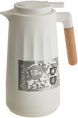 Термос - кувшин  ALPENKOK 1.0 л  (AK-10110S) (стекл.колба, крышка с кнопкой)