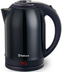 Чайник SAKURA SA-2121 BK  (1.8 кВт, 2.0 л, ЗНЭ) ЧЕРНЫЙ, нерж.корпус