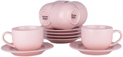 Набор чайный  (272143)  12 пр  220 мл  (фарфор)  РОЗОВЫЙ, подар/уп,  StockHaus
