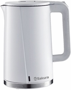 Чайник SAKURA      SA-2174 W  (2.2 кВт, 1.7 л, ЗНЭ, двойная стенка)