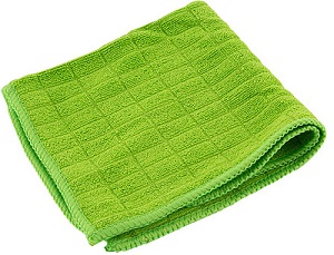 Салфетка из микрофибры  M-03  (310226) (30х30см, зеленая) вафельная,  "Рыжий кот"