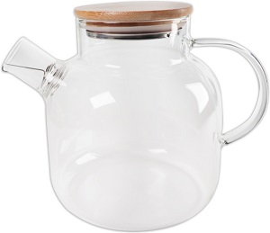 Чайник заварочный  стекло  SAKURA   (SA-TP03-1500 )  (1500 мл, с ситечком, бамбук.крышка)