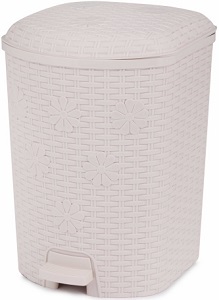 Контейнер д/мусора пласт.с педалью 12 л (М 2048) Плетенка  (слон.кость),  г.Октябрьский