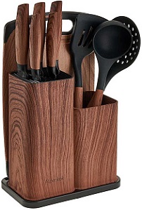 Набор ножей  и кухонных аксессуаров  ALPENKOK АК-5290  (5 ножей+3 кух.аксес.+ разделочная доска 32х20х0,2 см)
