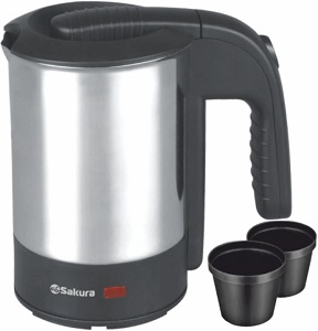 Чайник SAKURA      SA-2189  (1.0 кВт, 500 мл, ЗНЭ) с 2 стаканами по 60 мл