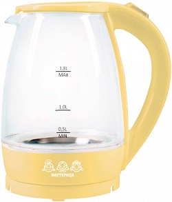 Чайник  МАСТЕРИЦА  (ЕК-1801 G)  ВАНИЛЬ  (1.85 кВт, 1.8 л, ЗНЭ) стекло,  (Россия)