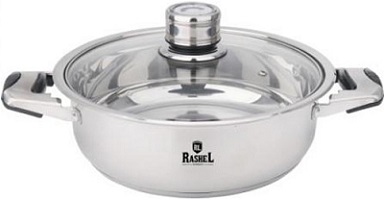 Жаровня нерж. RASHEL 24 см  с термодатчиком   (R2/248)  (СТ.кр, h-8 см)  (индукция)