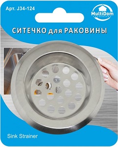 Ситечко д/раковины, метал. (J 34-124) (d-6 см, н/с),  "Мультидом"