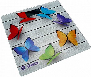 Весы напольные DELTA D9218 (150 кг, ЖКД, стекло) "Радужные бабочки",  (6)