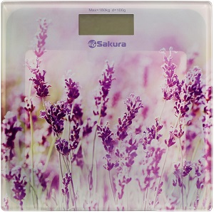 Весы напольные SAKURA  SA-5072 LF  (180 кг, ЖКД, ultraslim стекло)  ЛАВАНДА