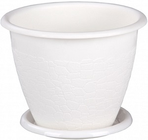 Горшок  РОЗАЛИЯ   Белый   800 мл  (М1521)  с поддоном,  г.Октябрьский
