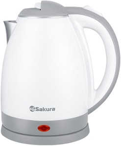 Чайник SAKURA SA-2138 WG  (1.8 кВт, 1.8 л, ЗНЭ, двойная стенка) бел/серый