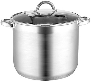 Кастрюля нерж. 10 л  WEBBER (BE-362/2) (24×21 см, Ст.кр,ТРС) (индукция)