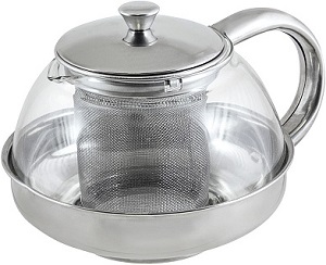 Чайник заварочный  стекло  MALLONY  (910110) (600 мл, корпус/фильтр из нерж стали ) MENTA-600