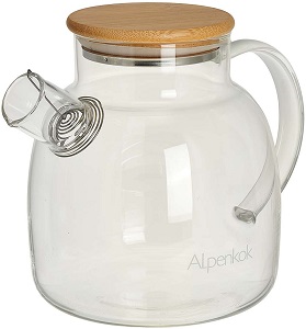 Чайник заварочный  стекло  ALPENKOK  AK-5545  (1500 мл, с ситечком, бамбук.крышка)