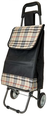 Тележка с сумкой  DELTA   DT-120  ЧЕРНАЯ С БЕЖЕВЫМ  (до 50 кг, 30 л, метал. колеса)