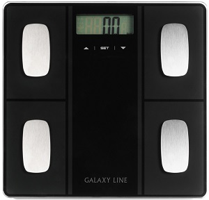 Весы напольные GALAXY GL-4854  ЧЕРНЫЕ  (до 180 кг, стекло, ЖКД,  АНАЛИЗАТОР жира/воды/мыш.массы)